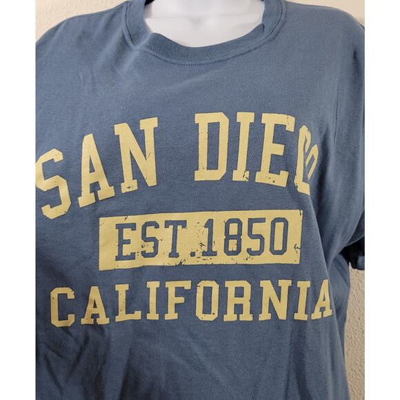 Gildan Blue San Diego California 1850 Graphic Shirt Large Lightweight Stretchy - Picture 5 of 5